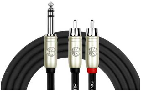 Кабель аудио 1xJack - 2xRCA Kirlin Y-344PR 1M BK