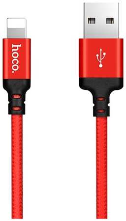 Дата-кабель Hoco X14 USB - Lightning 8-pin нейлон, 1.7A, 2м Red Black повреждена упаковка 965844426010555