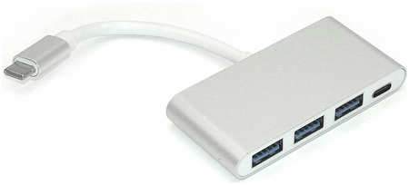 OEM Адаптер Type-C - USB 3.0x3 + Type-С для MacBook серебристый