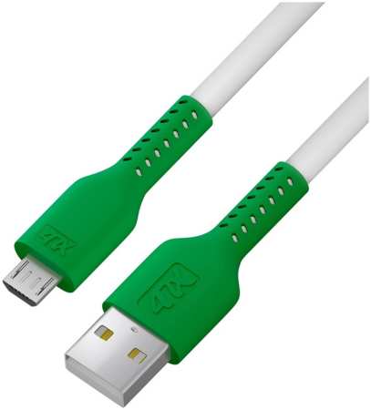 4PH Кабель 4ПХ 0.5m USB - Micro USB, ПВХ, белый/зеленый 965844426258229