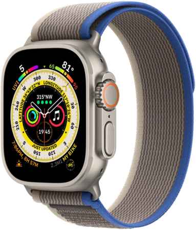 Смарт-часы Apple Watch Ultra 49 мм Titanium Case, титановый/сине-серый Trail Loop M/L 965844427064292