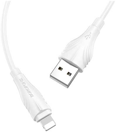 Дата-кабель Borofone BX18 USB - Lightning 8-pin ПВХ 1.6A 2 м, White (повреждена упаковка)