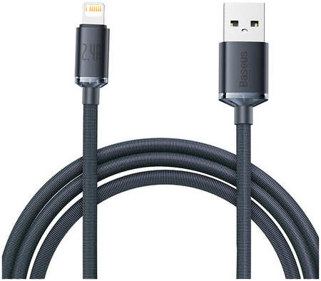Кабель USB BASEUS Crystal Shine Series Fast Charging, USB - Lightning, 2.4А, 2 м, черный 965844427425159