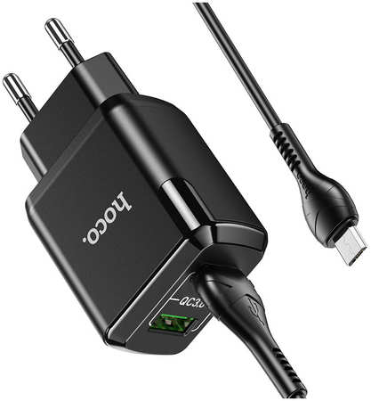 Зарядное устройство HOCO N6 Charmer 2*USB + Кабель USB-Micro, 3A, черный 965844427434817