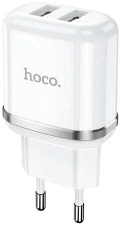 Сетевое зарядное устройство Hoco N4 с шнуром Type-С 2USB 2.4A белое