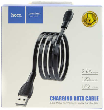 Кабель Hoco U52 Bright USB - micro USB 1.2 м, черный 965844427704558