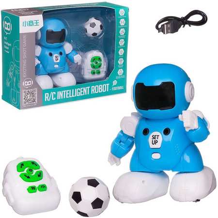 Junfa toys Робот на радиоуправлении JUNFA Футболист с пультом управления голубой WP-10869/голубой 965844427769975
