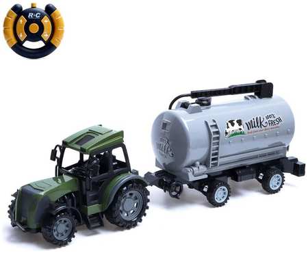 Трактор радиоуправляемый «Фермер» с цистерной, работает от батареек, цвет зелёный 965844428017199