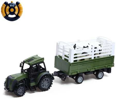 Трактор радиоуправляемый «Фермер», с прицепом и животным, работает от батареек, МИКС