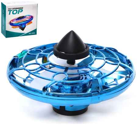 Bazar Летающая тарелка UFO, датчик движения, работает от аккумулятора, цвет синий 965844428522257