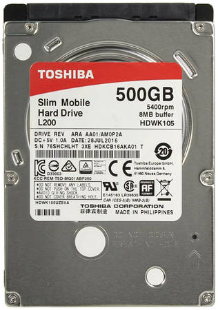 Жесткий диск Toshiba L200 500ГБ (HDWK105EZSTA)