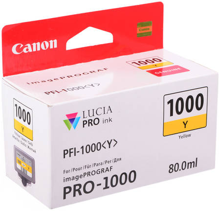Картридж для струйного принтера Canon PFI-1000 Y желтый, оригинал 965844444109246