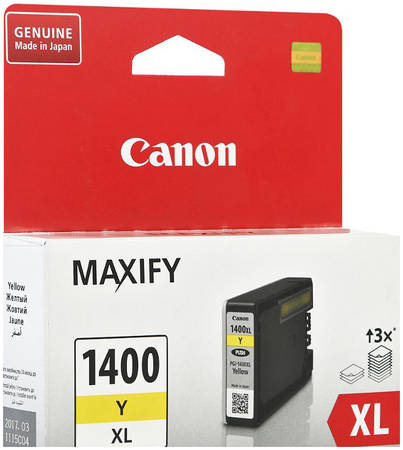 Картридж для струйного принтера Canon PGI-1400XL Y желтый, оригинал 965844444109249