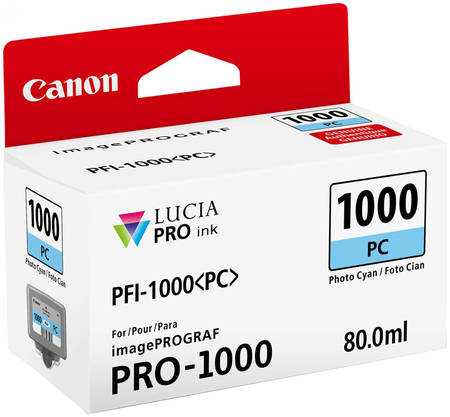 Картридж для струйного принтера Canon PFI-1000 PC (0550C001) голубой, оригинал 965844444109268