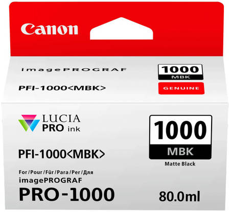 Картридж для струйного принтера Canon PFI-1000 MBK матовый черный, оригинал 965844444109726