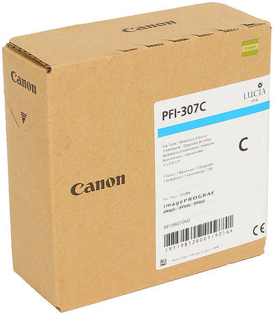 Картридж для струйного принтера Canon PFI-307 C голубой, оригинал 965844444109731