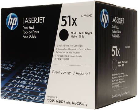 Картридж для лазерного принтера HP 51Х (Q7551XD) черный, оригинал 965844444193214