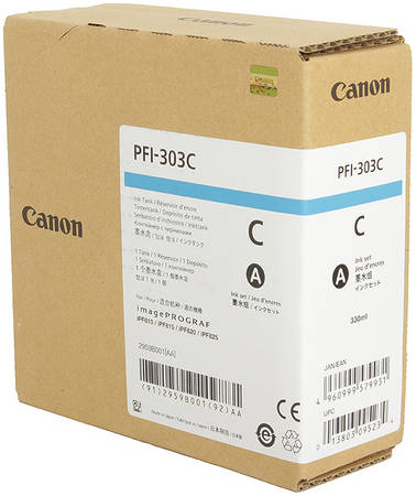 Картридж для струйного принтера Canon PFI-303 C голубой, оригинал 965844444197439