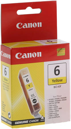 Картридж для струйного принтера Canon BCI-6Y (4708A002) желтый, оригинал 965844444197608