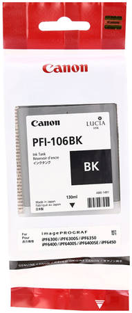 Картридж для струйного принтера Canon PFI-106 BK черный, оригинал 965844444197609