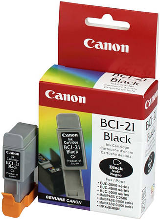 Картридж для струйного принтера Canon BCI-21BK (0954A002) черный, оригинал 965844444197611