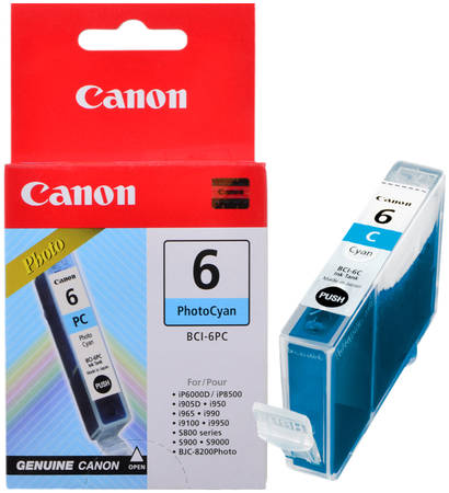 Картридж для струйного принтера Canon BCI-6 PC (4709A002) голубой, оригинал 965844444197623