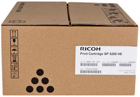 Картридж для лазерного принтера Ricoh SP 5200HE, черный, оригинал 406685 965844444197790