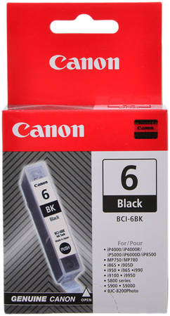 Картридж для струйного принтера Canon BCI-6Bk (4705A002) черный, оригинал 965844444197818