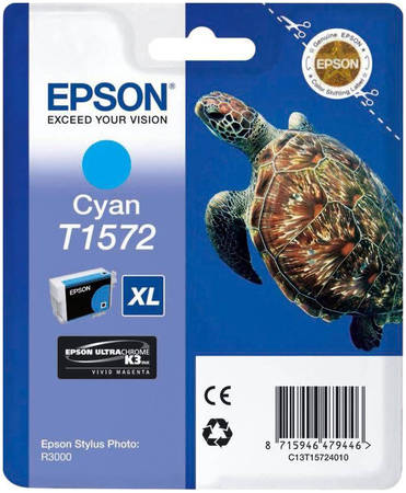 Картридж для струйного принтера Epson C13T15724010, голубой, оригинал 965844444199006