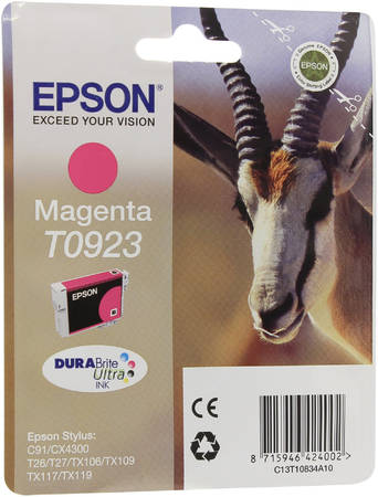 Картридж для струйного принтера Epson C13T10834A10, пурпурный, оригинал t0923 965844444199014