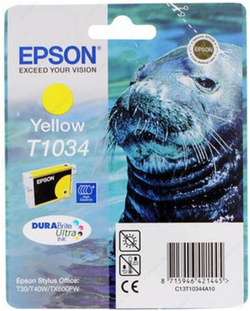 Картридж для струйного принтера Epson C13T10344A10, желтый, оригинал 965844444199075