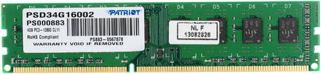 Patriot Memory Оперативная память Patriot Signature 4Gb DDR-III 1600MHz (PSD34G16002) Signature Line