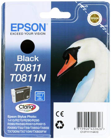 Картридж для струйного принтера Epson C13T11114A10, черный, оригинал t0811 965844444199942