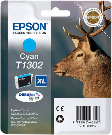 Картридж для струйного принтера Epson C13T13024010, голубой, оригинал 965844444199980