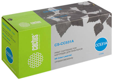 Тонер-картридж для лазерного принтера CACTUS CS-CC531A голубой, совместимый 965844444248182