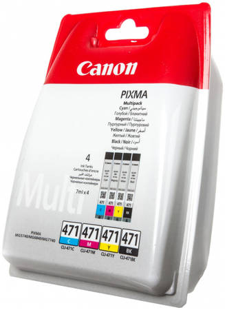 Картридж для струйного принтера Canon CLI-471 Multipack цветной, оригинал CLI-471 BK/C/M/Y 965844444408754