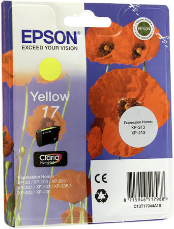 Картридж для струйного принтера Epson C13T17044A10, желтый, оригинал 17 (C13T17044A10) 965844444428414