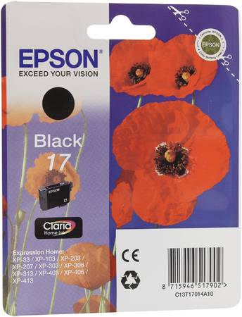 Картридж для струйного принтера Epson Black 17 C13T17014A10 черный, оригинал A0EPC13T17014A10 965844444428420