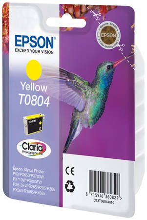 Картридж для струйного принтера Epson T0804 (C13T08044010), желтый, оригинал 965844444428455