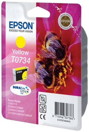 Картридж для струйного принтера Epson T0734 С13Т10544A10, желтый, оригинал T0734 (С13Т10544A10) 965844444428497
