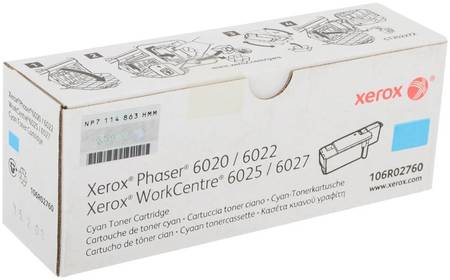Картридж для лазерного принтера Xerox 106R02760, голубой, оригинал 965844448746072