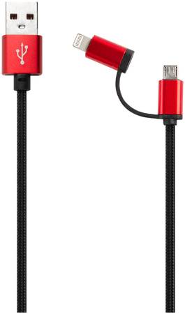 Кабель Red Line LX01 2 в 1, USB - microUSB+8-pin, neylon, Black LX01 2 в 1, USB - microUSB+8-pin, нейлон, черный 965844460117498
