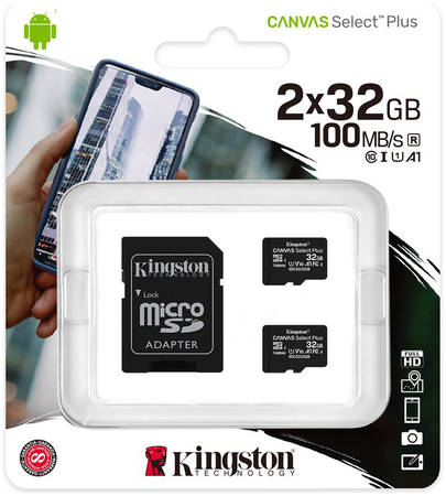 Карта памяти Kingston 2x32GB SDCS2/32GB-2P1A