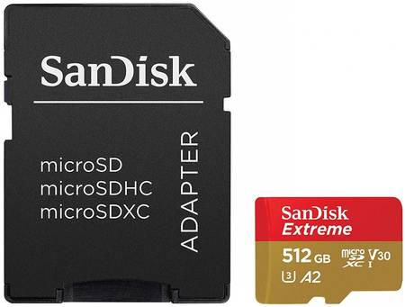 Карта памяти Sandisk microSD 512Gb Class10 (SDSQXA1-512G-GN6MA) Extreme + adapter 965844460572184