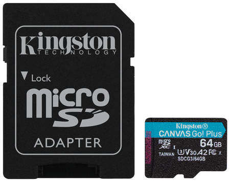 Карта памяти Kingston 64GB Canvas Go! Plus 170R + адаптер (SDCG3/64GB) 965844460938921
