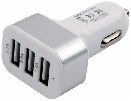 Автомобильный адаптер питания Cablexpert CAR17 зарядка 4.1А 3 USB-порта, белый 965844460971081