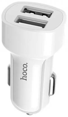 Автомобильный адаптер питания Hoco Z2A White зарядка 2.4А 2 USB-порта, белый 965844460972634