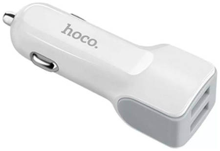 Автомобильный адаптер питания Hoco Z23 White 2.4А 2 USB-порта плюс кабель microUSB, белый 965844460972636