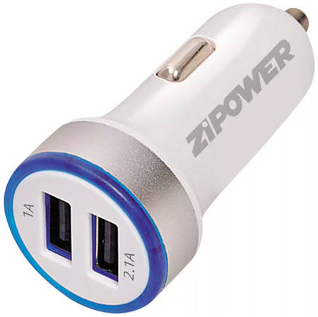 Автомобильное универсальное зарядное устройство для телефона USB , (1, 2.1 А), Zipower 965844460972791