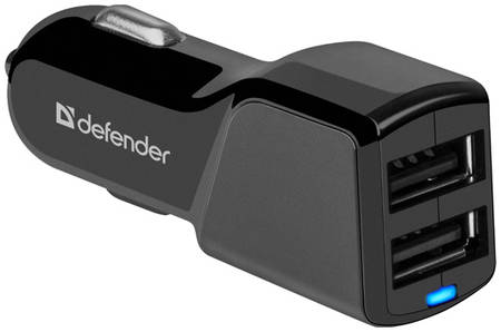 Автомобильный адаптер питания Defender UCA-34 зарядка 3.4А 2 USB-порта, чёрный